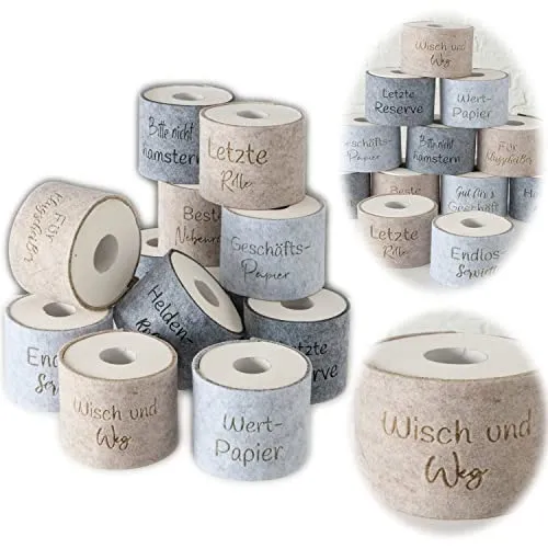 LS-LebenStil Filz Toilettenpapier Banderole Wisch und Weg Klohut Husse Klopapier Klorollen