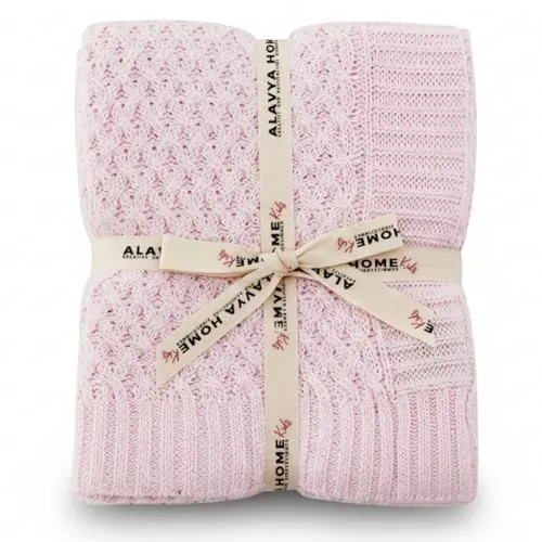 Alavya Home® Babydecke 75x100 cm Baumwolle Wolldecke aus Oeko-TEX I Baumwolldecke Strickdecke für Baby I Baby Decke Neugeborenen Kuscheldecke Geschenk Junge & Mädchen I 100% GOTS Organic Bio Baumwolle