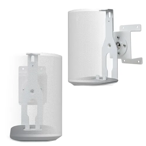 shinar Metall 2er Set Wandhalterung Kompatibel mit Sonos Era 100,Sonos One,One SL und Play:1 Schwenkbar bis zu 360°,Neigbar -70°/+70° Rotation ohne Stellschrauben mit kablemanagement Weiß