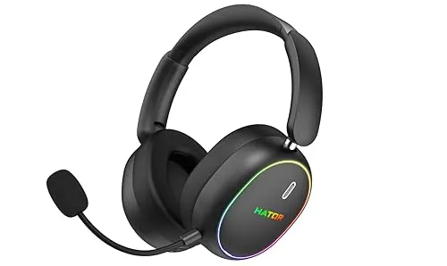 HATOR Phoenix 2 Wireless Gaming-Headset – 40mm Hi-Res Treiber, Hybrid ANC, Spatial Audio, Head Tracking, 2.4GHz & BT5.4, bis zu 45h Akku, inkl. Case – für PC, Konsole & Mobile, Schwarz
