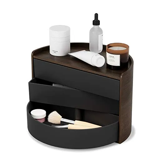 Umbra Moona Schmuckaufbewahrung 3-lagig - Eleganter Holz Make-up Organizer - Praktische 3-lagige Schmuckschatulle aus Holz, ideal für stilvolle Aufbewahrung von Schmuck und Make-up. Maße: 27x18x15 cm, perfekt für jedes Schlafzimmer.
