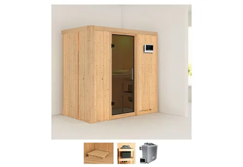 Karibu Sauna Vada, BxTxH: 196 x 118 x 198 cm, 68 mm, (Set) Ofen 9 KW externe Strg easy