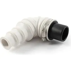 Wiltec Rückschlagventil DN40 für Sanitärbereich, Rückschlagklappe mit 40 mm Außendurchschmesser, 90° Winkelstück mit Stufentülle und Schlauchschelle