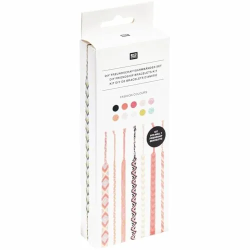 DIY Freundschaftsarmbänder Set, Fashion Colours, 10x8 m Stickgarn in 10 verschiedenen Farben, 100 % Baumwolle, Neon 100% Polyester