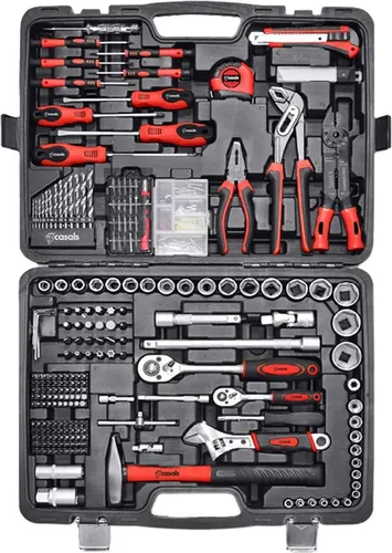 Casals Hand tool set 303 pieces HH303 4HL - Umfangreicher Werkzeug-Satz mit 303 Teilen, ideal für Profis und Heimwerker. Enthält hochwertige Werkzeuge aus Chrom-Vanadium-Stahl und wird in einer praktischen Tragetasche geliefert.