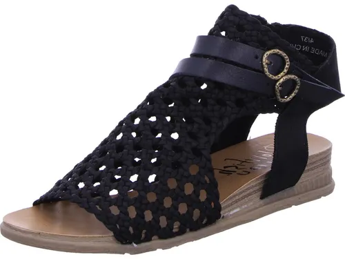 Blowfish Bodo BF9888 (41/black) - Vegane Sandalette - Trendige vegane Sandalette mit cooler Metallic-Optik und flexiblem, rutschhemmendem Keilabsatz. Ideal für den Alltag dank gepolsterter Decksohle und praktischem Innenreißverschluss.