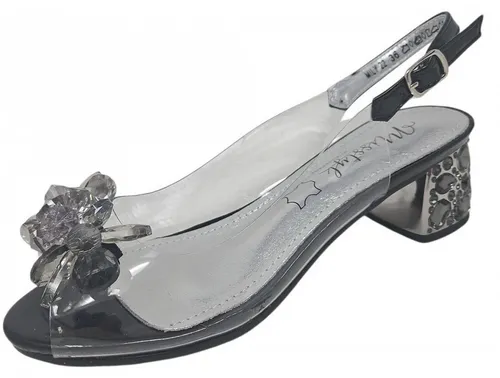Misstyl by Laura Vita Damen Sandalette Slingback Peeptoe Transparent MILY 22, Größe: 37 EU, Farbe: Schwarz - Elegante Slingback-Sandalette mit transparentem Obermaterial und funkelnden Glitzersteinen. Ideal für besondere Anlässe, mit bequemem Blockabsatz und stilvollem Peeptoe-Design.