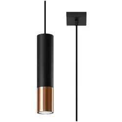 Sollux Pendelleuchte LOOPEZ 1 schwarz/Kupfer - Elegante Pendelleuchte in mattschwarz mit kupfernem Glanz, ideal für stilvolle Raumbeleuchtung über Esstisch oder im Flur.