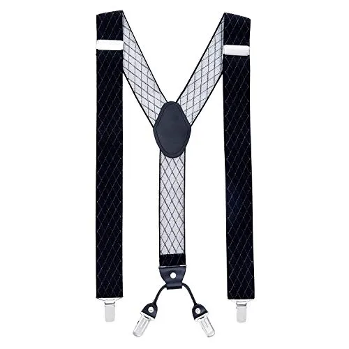 MASADA Hosenträger für Herren mit robusten Clips stufenlos verstellbar 3,5 cm breit und bis zu 195 cm Körpergröße Schwarz Raute