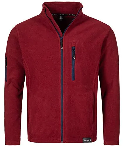 Rock Creek Herren Fleecejacke H-197 - Weinrot 3XL - Outdoor Fleecejacke für Herren, leicht und warm, ideal für Wanderungen mit praktischen Taschen und durchgehendem Reißverschluss.