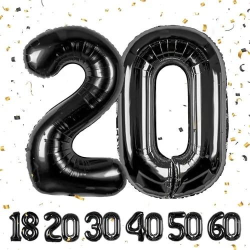 Geburtstag zahlen luftballon 20 jahre | Folienballon Schwarz- Folienballon in 40