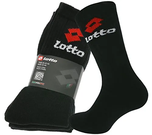 3er Pack Lotto Strümpfe Herren Tennis-Socken Sport-Socken Schwarz Tennis_NE, Größenauswahl:39 - 42