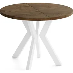 Runder Esstisch Ausziehbar 100-300 cm – Flexibel für 5-14 Personen mit Weißem Holzgestell