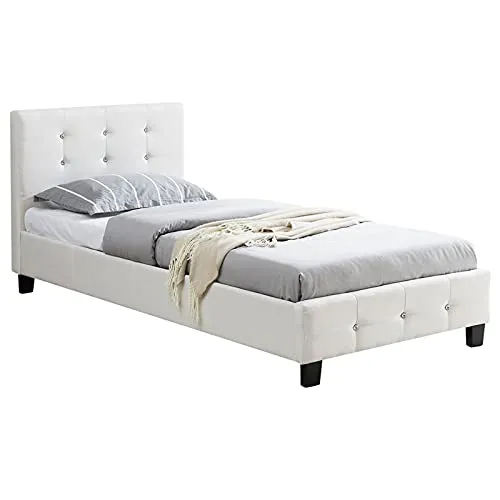CARO-Möbel Polsterbett DELAWARE 90x200 cm - Elegantes Einzelbett mit hochwertigem Stoffbezug, inklusive Roll-Lattenrost. Ideal für stilvolle Schlafzimmer und optimalen Schlafkomfort.