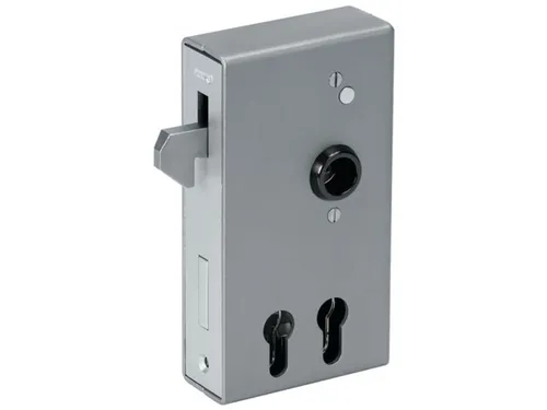 Schiebetorschlosskasten 140SD-40ZW DIN L/R - Schließtechnik mit verzinktem Schloss für Doppelzylinder, ideal für Sicherheit und Langlebigkeit in Schiebetoren. Vorgerichtet für Profilzylinder mit Aushebesicherung.