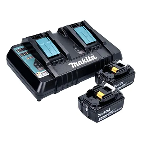 Makita Power Source Kit 18 V mit 2x BL 1850 B Akku - Zubehör für Elektrowerkzeug: Leistungsstarkes Kit mit 2x 5,0 Ah Akkus und schnellem Doppelladegerät für effizientes Arbeiten.
