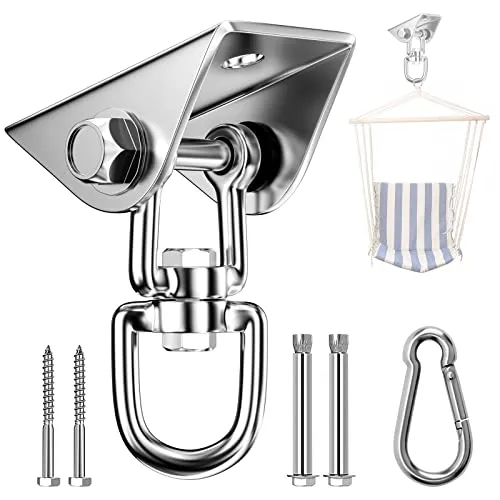 Relota Schwerlast Deckenhaken Edelstahl 450KG - Befestigungsmaterial für Hängematten & Schwebesessel, mit 450 kg Tragfähigkeit und 360° Drehung für flexibles Schwingen und sicheres Aufhängen.