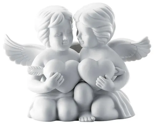 Rosenthal Dekofigur Engelpaar mit Herz - 11 cm, Weiß Matt - Sonstige Tischdekoration, stilvolle Porzellanfigur für romantische Anlässe, ideal als Geschenk oder für die eigene Wohnung.