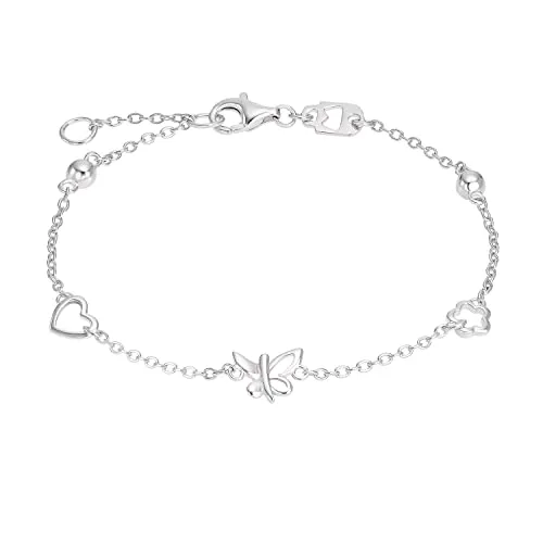 Amor Armband 925 Sterling Silber für Mädchen - Hochwertiges Armband aus 925 Sterling Silber mit Herz-Design, flexibel anpassbar (17+2 cm) und ideal für besondere Anlässe. Kommt in einer eleganten Schmuck Geschenkbox.