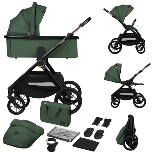 lionelo Kombi-Kinderwagen LAYLA 2IN1: Vielseitiger Begleiter für jedes Terrain - Kombikinderwagen für Babys von Geburt bis 4 Jahre, mit komfortabler Federung und 3D-Panoramabelüftung für optimale Luftzirkulation – ideal für Stadt und Gelände.