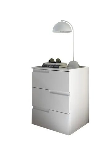Stella Trading Nachttisch in Weiß Hochglanz - Moderner Nachtschrank mit viel Stauraum - Nachttisch in modernem Design mit geräumigen Schubladen für optimalen Stauraum. Ideal für jede Einrichtung und einfach zu montieren. Maße: 46 x 61 x 40 cm (B/H/T).
