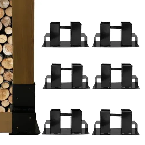 TRUTZHOLM Holzstapelhilfe Halterung 34 x 10 cm lackierter Stahl schwarz Holzstapelhalter Brennholz Kaminholzregal (42030506)
