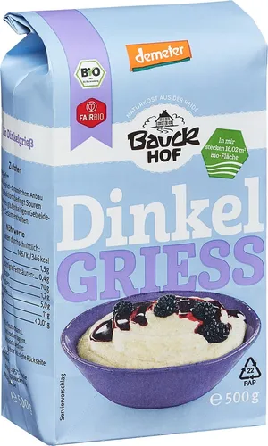 Bauck Bio Dinkel Vollgriess, (2x 500g) Grieß Doppelpack vegan Backen Kochen