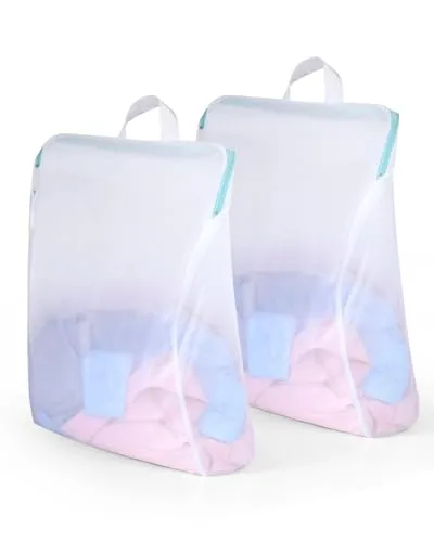 OTraki Wäschenetz Groß, 40x50 CM Wäschesack Groß, 2er Pack Wäschebeutel, Wäschenetz für Waschmaschine mit Griffen & Reißverschluss, Wiederverwendbare Wäschebeutel für College Wohnheim