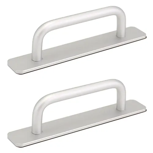 QWORK® 2 Stück Selbstklebender Türgriffe Möbelgriffe, Aluminium Griffe für Kleiderschrank Badezimmer Küchenschränke Schlafzimmer 148 x 25 mm Silber