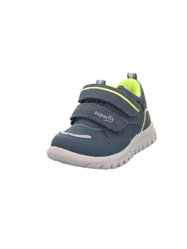 Superfit SPORT7 MINI Sneaker, Blau/Gelb 8050, 30 EU Weit - Sneaker für Jungen mit herausnehmbarer Leder-Einlegesohle, atmungsaktivem Textilfutter und reflektierenden Details für optimale Sichtbarkeit.