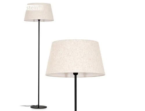 hofstein Stehlampe aus Metall und Stoff, Schwarz/Beige mit Fußschalter - Moderne Stehlampe für Innenräume, ideal für Esszimmer, Flur oder Wohnzimmer. Mit rundem Schirm (45 cm) und E27 Fassung, die austauschbar ist.