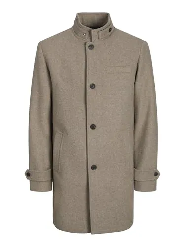 JACK & JONES Male Wollmantel - Funktionsjacke im Regular Fit, hoch geschlossen und aus 55% Polyester sowie 40% recycelter Wolle für nachhaltigen Komfort und Stil.