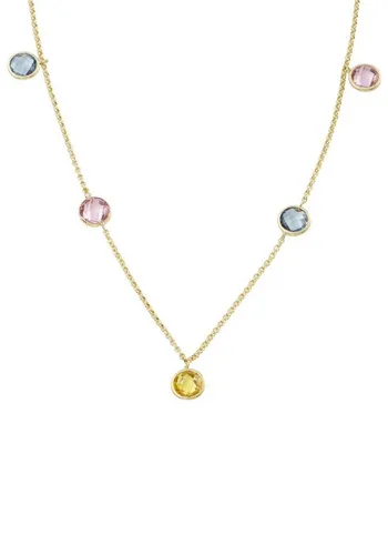 Amor Collier Damen Halsschmuck mit Zirkonia - Ketten mit Anhänger in Bijouterie, aus hochwertigem 375 Gelbgold, mit strahlenden Zirkonia, längenverstellbar für optimale Passform - das perfekte Geschenk für besondere Anlässe.