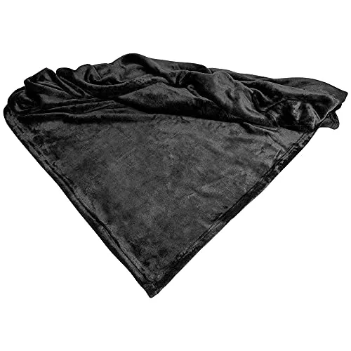 Schecker Mikrofaserdecke Premium 1Stück ohne Bestickung 150 cm x 95 cm Schwarz