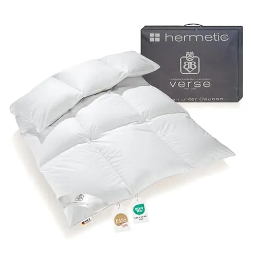 Extra warme 100% Winter Daunendecke mit Holsteiner Daunen 135x200 - Hochwertige Bettdecke für Erwachsene und Kinder, gefüllt mit neuen Holsteiner Daunen. Ideal für kalte Nächte, sorgt für besten Schlafkomfort. Pflegeleicht bis 60°C.