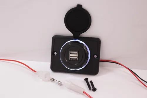 Dual USB Aufbaubuchse 3.1 A 5V 2xUSB Buchse Doppel 12 24 V Ladegerät Wasserdicht