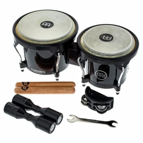 Meinl Percussion Bongos Set - Komplettes Percussion Set mit Bongos, Shaker und Tamburin - Bongos Set - Enthält Bongos, Fußtamburin, Luis Conte Shaker und Klanghölzer für vielseitige Rhythmen und perfekte Begleitung für Musiker.