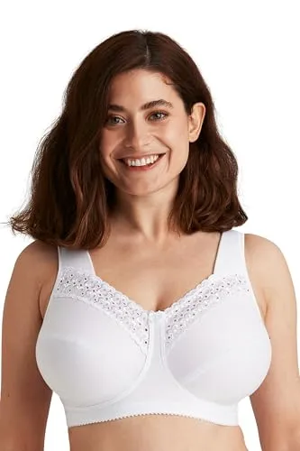 Miss Mary of Sweden - Broderie Anglaise BH ohne Bügel 90C in Weiß - Bequemer bügelloser BH aus 83 % atmungsaktiver Baumwolle für optimalen Tragekomfort. Breite Komfortträger und elastischer U-Rücken sorgen für einen sicheren Sitz und entlasten Schultern und Rücken.