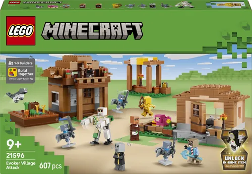LEGO® Minecraft 21596 - Angriff des Magiers auf das Dorf - Vollständiges Set mit 607 Teilen für kreative Bauideen. Ideal für Fans ab 9 Jahren, um spannende Abenteuer in der Minecraft-Welt zu erleben.