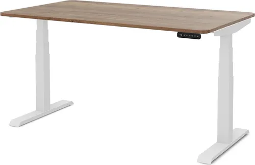 ASSMANN Elektrisch Höhenverstellbarer Familien Schreibtisch Pitino Curved Eiche Tabak Weiß, 120x70cm, Memoryfunktion, Kollisionsschutz