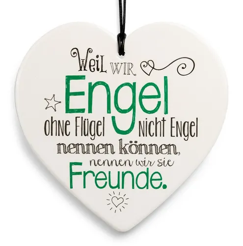 SIKORA Dekoobjekt Geschenk Herz aus weißem Steingut mit liebevollen Botschaften