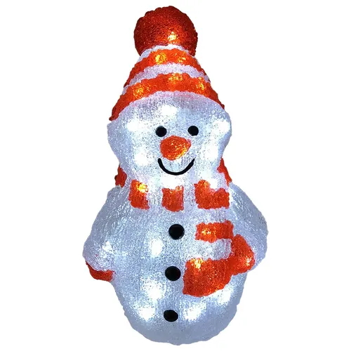 Weihnachtsbeleuchtung LED Schneemann Acryl kaltweiß 80 LEDs Strombetrieb Außen