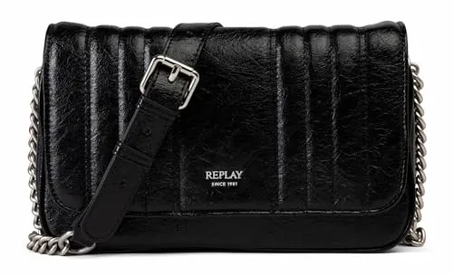 Replay Umhängetasche 25cm #RPL-FW3720.000.A0511A (black) - Damentaschen mit Kreditkartenfächern und Reißverschlussfach, ideal für stilbewusste Frauen, die Funktionalität und Design schätzen.
