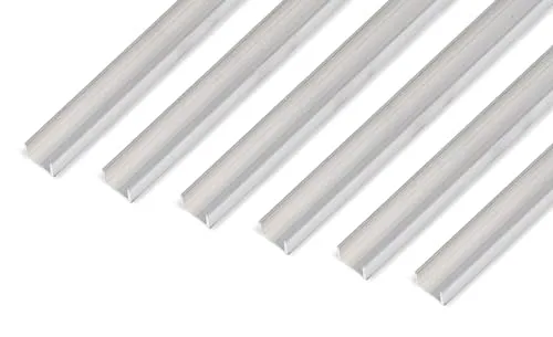 Alberts 6x U-Profil Aluminiumprofil 1000x15x10mm - Sechs U-Profile aus robustem Aluminium mit einer Materialstärke von 1,5 mm, ideal für vielseitige Anwendungen im Bau- und Renovierungsbereich.