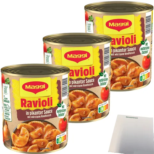 Maggi Ravioli in Pikanter Sauce mit würzigem Rindfleisch 3er Pack 3x800g + usy