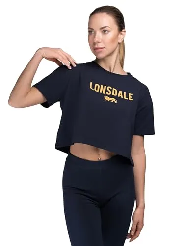 Lonsdale Women's Moira T-Shirt, Navy/Orange, M