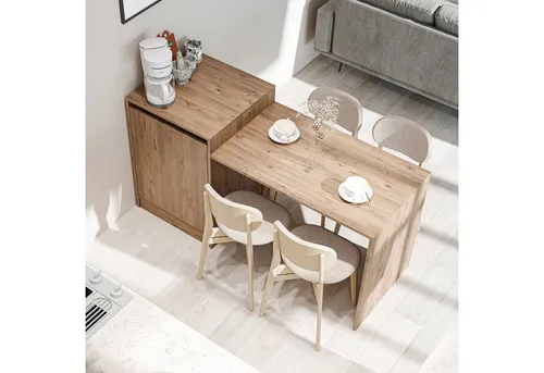 ROOMART Kücheninsel „Milano“ – Multifunktionaler Küchentisch mit Stauraum - Esszimmertisch mit integriertem Schrank für optimale Raumnutzung – ideal für kleine Küchen und Wohnungen. Hochwertige Materialien und pflegeleichte Oberfläche.