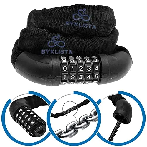 BYKLISTA Premium Fahrradschloss Zahlenschloss, 6mm/100cm, Schwarz