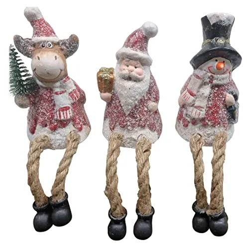 Fachhandel Plus DEKOFIGUREN Kantenhocker Weihnachtsmann Schneemann Elch Weihnachtsdeko Indoor Regalfiguren