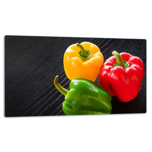 Glasschneidebrett Herdabdeckplatte 52x30 cm - Pfeffer Schwarz - Schneidebrett & Herdabdeckplatte aus robustem Glas, ideal als Spritzschutz und für die Küche, handwaschbar und pflegeleicht.